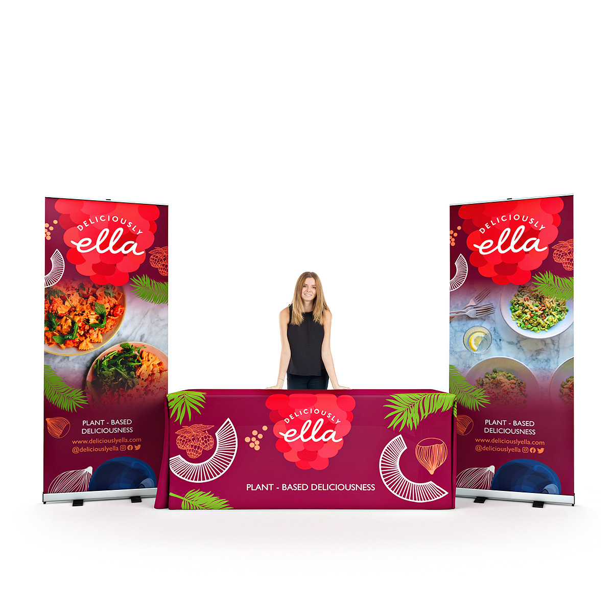 Full Print Branded Tablecloth and Roller Banner Exhibition Stand