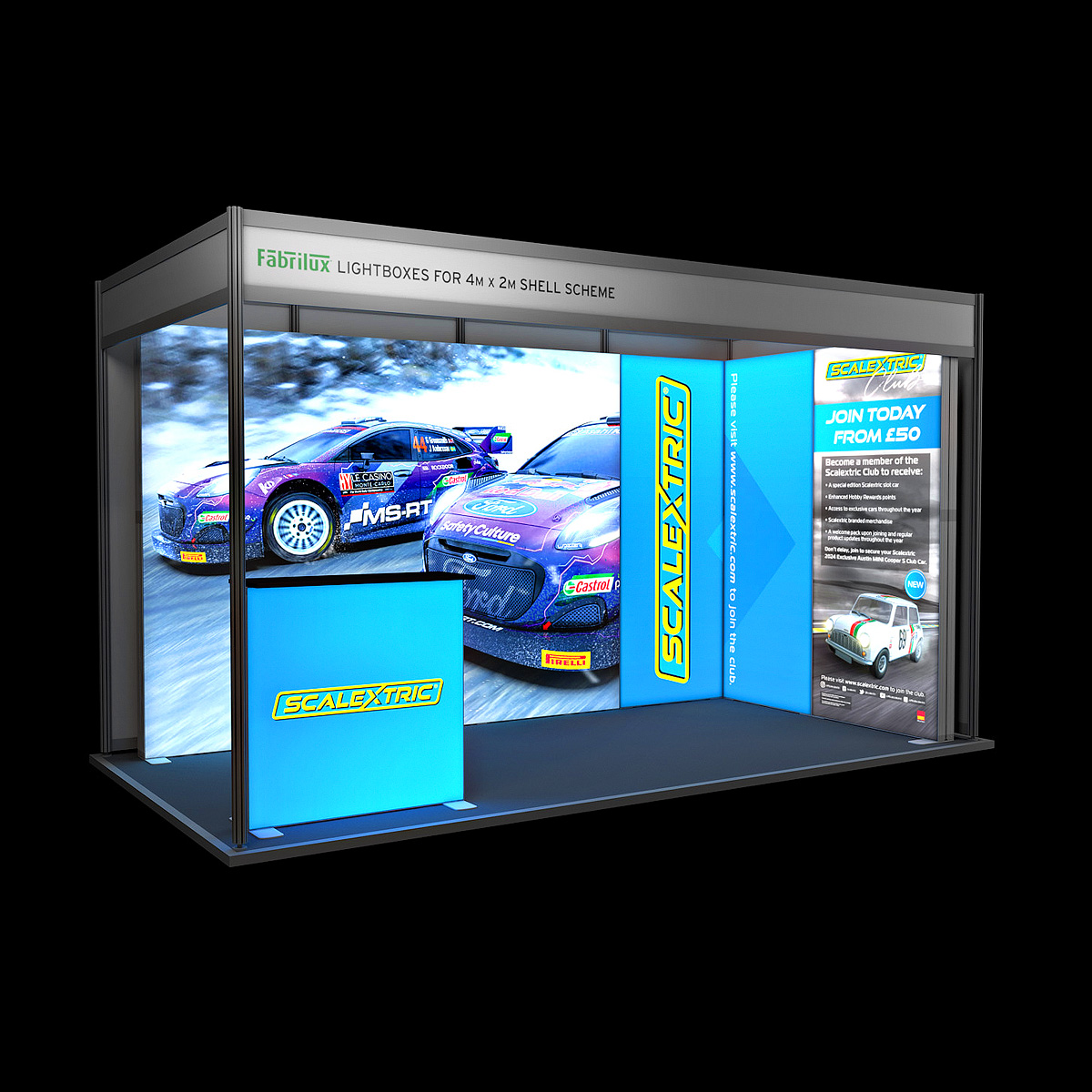 4m x 2m FABRILUX® LED Lightboxes Modular Exhibition Stand Shell Scheme