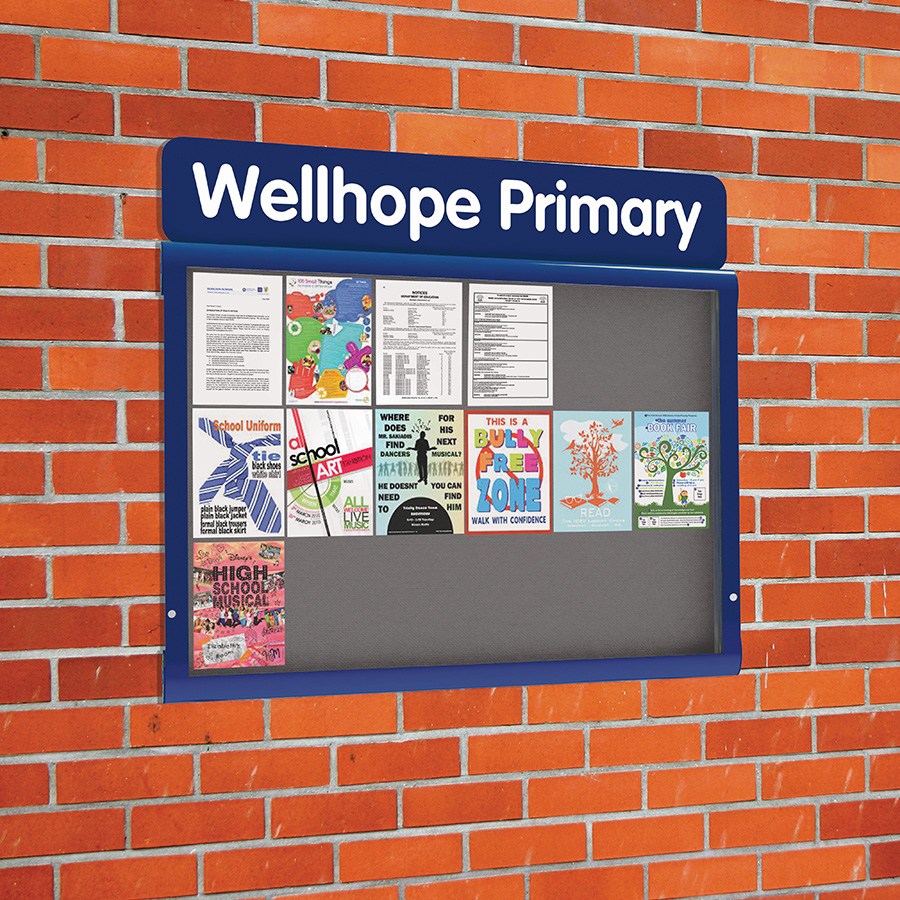 External Noticeboards Wall Mounted Noticeboard With Header UK Made