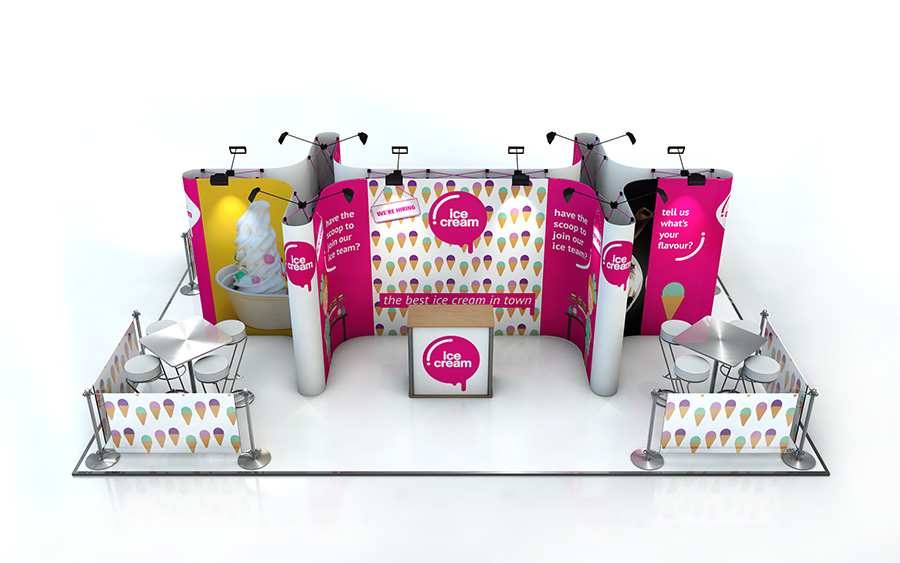 Reconfigurable Linked Pop Up Stand by XL Displays